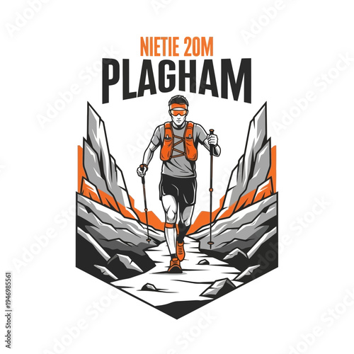 Illustration Of A Trail Runner Navigating Rocky Terrain During An Endurance Challenge