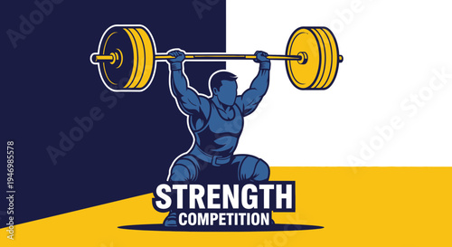 Illustration Of A Weightlifter Performing A Lift In A Strength Competition