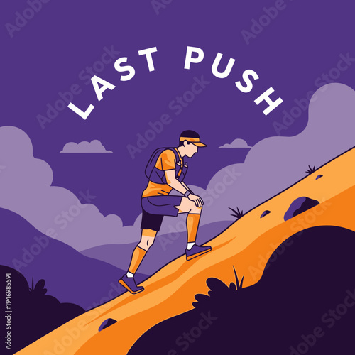 Illustration Of An Athlete Climbing Steep Terrain With Motivation And Determination For Success