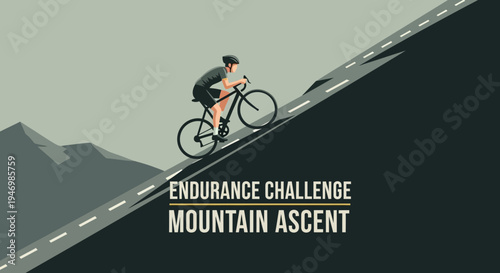 Illustrative Cyclist Conquers Steep Mountain Road Ascent