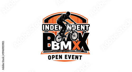 Independent BMX Open Event Logo Depicting A Dynamic Bicycle Rider in a Stylish Illustration