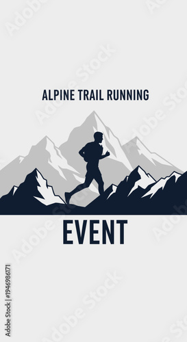 Inspiring Alpine Trail Running Event Silhouette, Depicting Endurance And Mountainous Beauty
