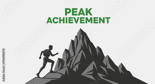 Inspiring Ascent: Visualizing Perseverance And Triumph Reaching Peak Achievement Successfully
