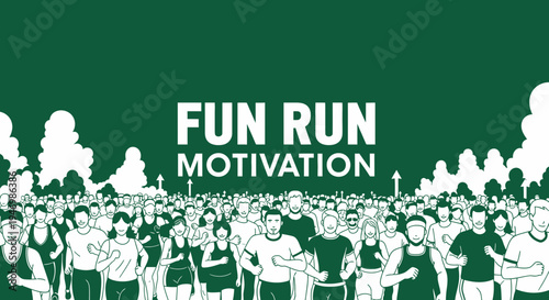 Inspiring Fun Run Crowd: Motivation and Fitness Concept in Green and White Color Scheme