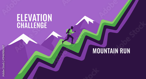 Inspiring Illustration Of A Runner Ascending A Mountain For Elevation Challenge