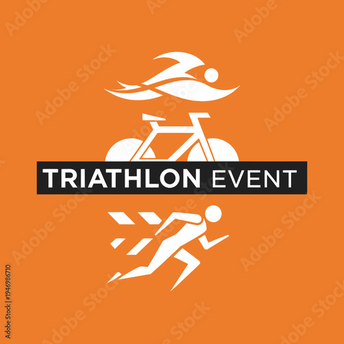 Inspiring Illustration Of A Triathlon Event Symbolising Swimming Biking And Running Endurance
