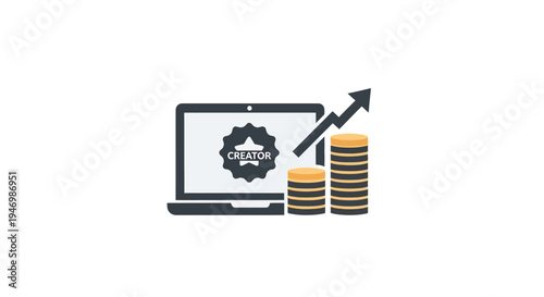 Laptop with growing finance graph.