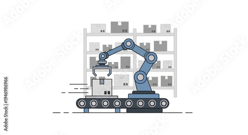 Large Blue Industrial Robotic Machine Arm.