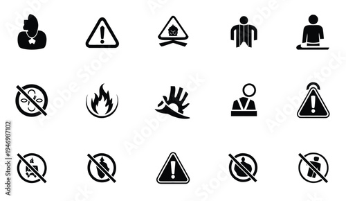Access Restriction Icons Vector EPS Security Warning and Policy Design Illustration