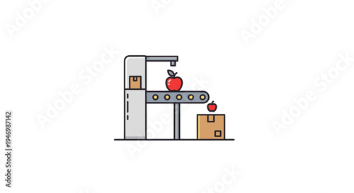 Industrial robotic arm packaging apples.