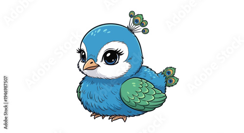 baby peacock on white background