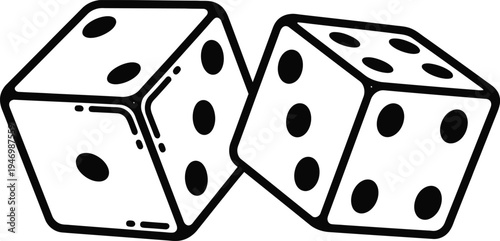 Pair of Dice Gambling Luck Concept Vector Illustration Line Art