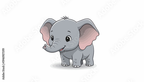 vector of baby elephant cartoon isolated on white