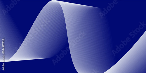 Flowing dark blue curve shape with soft gradient vector abstract background, relaxing and tranquil art, can illustrate health medical or sound of music.