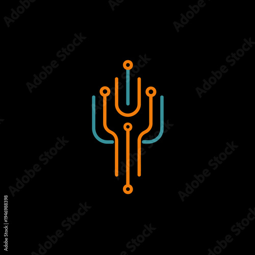 Abstract technological design with interconnected lines and dots, symbolizing data flow, digital network, and connectivity on a dark background.