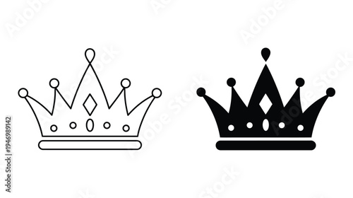 Crown Icon Silhouette Royalty Symbol Vector Design Illustration