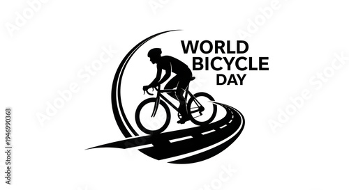 Celebrating world bicycle day with a dynamic cyclist silhouette logo design