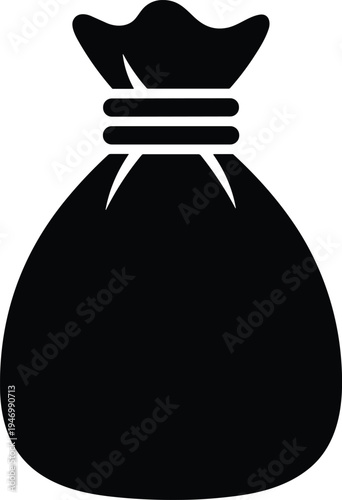 Money bag icon simple black silhouette wealth finance savings investment banking currency sack symbol flat vector illustration isolated