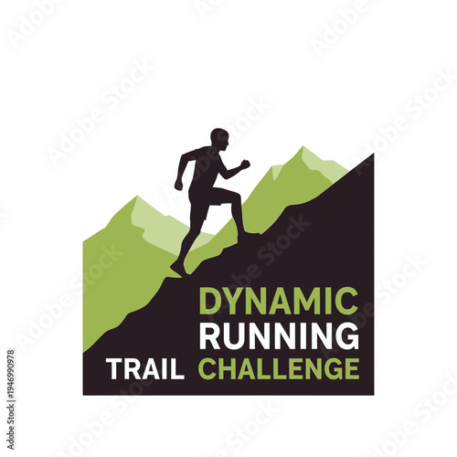 Inspiring Silhouette Ascending Mountain Depicting Dynamic Running Trail Challenge Concept