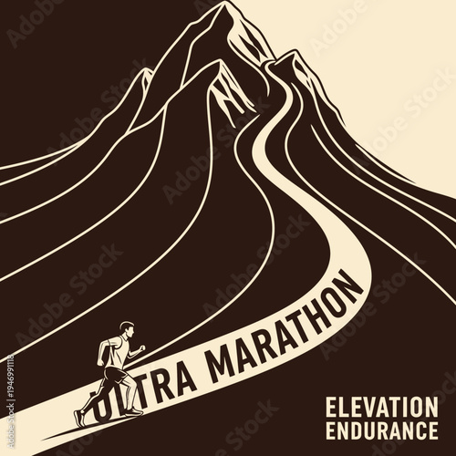 Inspiring Ultra Marathon Runner Ascending Mountain Path Achieving Elevation Endurance Victory