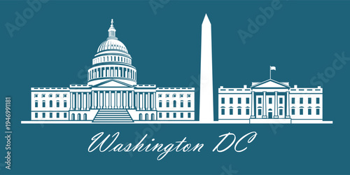Capitol buiding, Monument and White House in Washington DC