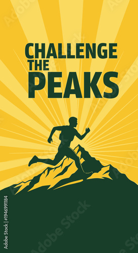 Inspiring Visual Depicting the Triumph of Overcoming Challenges and Reaching Mountain Peaks