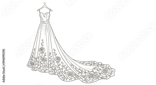 Elegant wedding dress with floral design