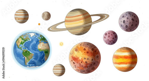 Illustration of planets in our solar system