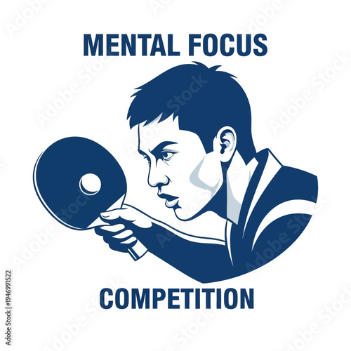 Intense Ping Pong Player Displaying Mental Fortitude, Focused on Competitive Championship