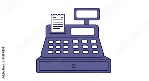 Purple cash register icon on a