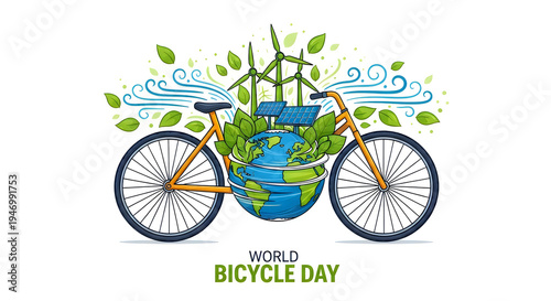 Celebrating world bicycle day with eco-friendly and sustainable themes