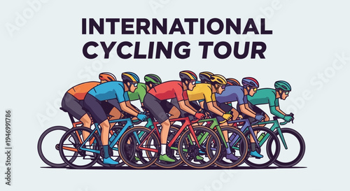 International Cycling Competition Depicts Dynamic Cyclists Racing Against Each Other