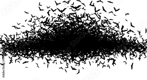 Large flock of birds flying in formation