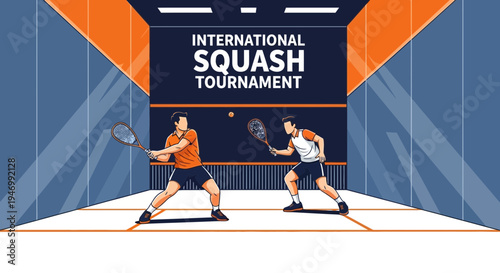 International Squash Tournament Competition in Illustration Style Design Vector for Advertisements