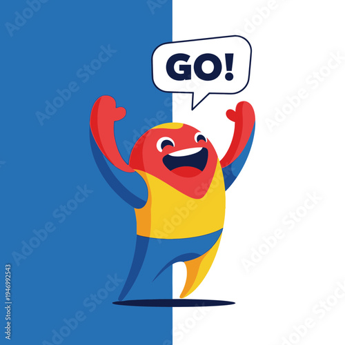 Joyful Character with an Upbeat Message of Encouragement and Positive Motivation