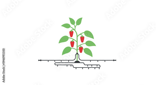 Plant with red fruits growing.