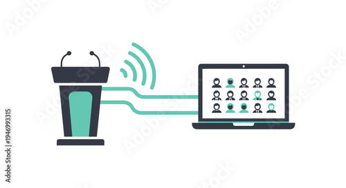 Podium with laptop remote presentation.