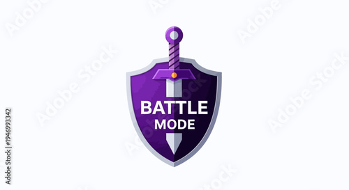 Purple shield with battle mode text.
