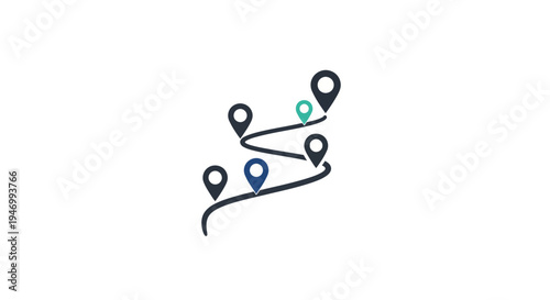 Navigation route map pinpoints locations.