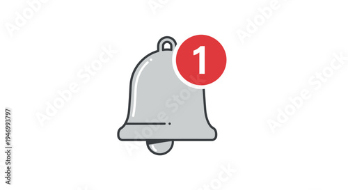 Notification Bell Icon With Red Badge.