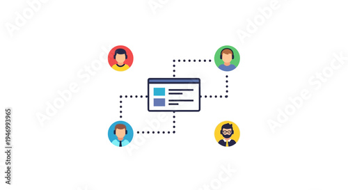 People connected by dotted lines network.