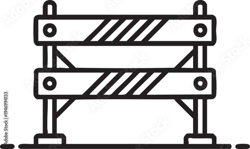 Construction Barrier Icon Line Art Road Safety Warning