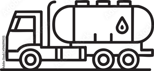 Fuel Tanker Truck Outline Icon Transporting Liquid Fuel