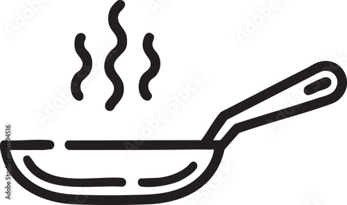 Frying Pan with Steam Cooking Concept Line Art Stock