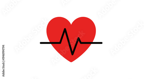 Red Heart with ECG Line.