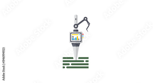 Robot Arm Holding Digital Screen Device.