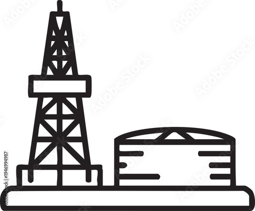 Oil Rig and Storage Tank Icon Industrial Energy Production