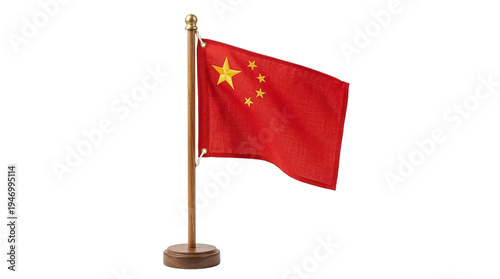 Flag of China waving in the wind on a white background, a symbol of national pride and unity for the Chinese people