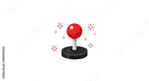 Red Button With Sparkles Around It.