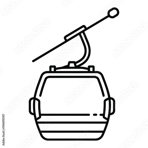 Cable car cabin with a supporting cable and pulley system icon